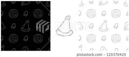 New Year. Set Monochrome pattern in hand draw style 120376420