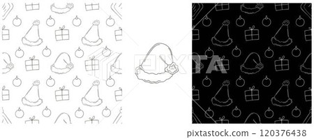 New Year. Set Monochrome pattern in hand draw style New Year. Set Monochrome pattern in hand draw style 120376438