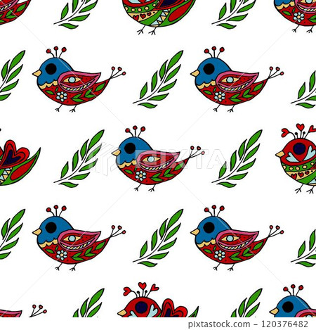 Seamless pattern. Folk ornament. Pattern in hand drawn style Seamless pattern. Folk ornament. Pattern in hand drawn style 120376482