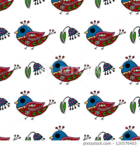 Seamless pattern. Folk ornament. Pattern in hand drawn style 120376483