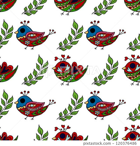 Seamless pattern. Folk ornament. Pattern in hand drawn style 120376486