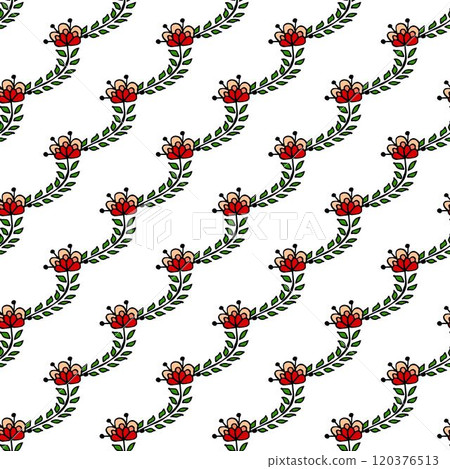 Seamless pattern. Folk ornament. Pattern in hand drawn style 120376513