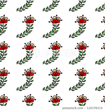 Seamless pattern. Folk ornament. Pattern in hand drawn style 120376514