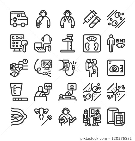 在醫院設定的健康檢查圖標 120376581