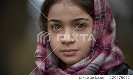 a girl with large, soulful brown eyes, full of depth and wisdom 120376652