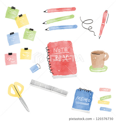 文具手寫水彩插圖集 120376730