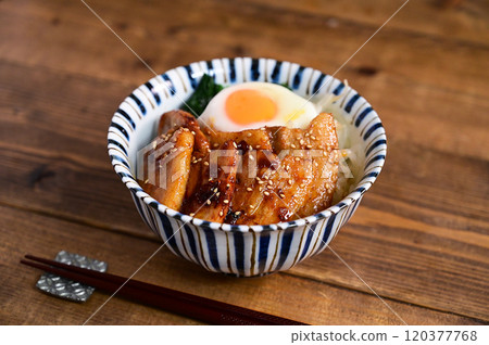 Pork belly miso marinated rice bowl Pork belly miso marinated rice bowl 120377768