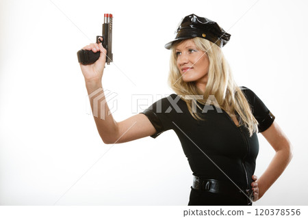 Policewoman cop with gun Policewoman cop with gun 120378556