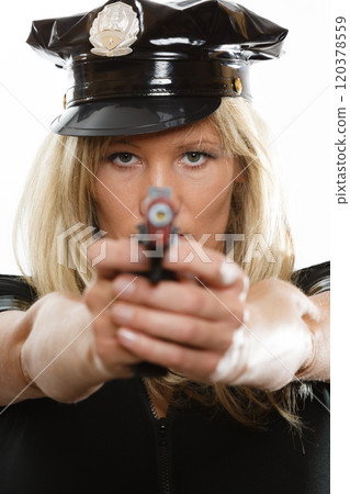 Policewoman cop with gun Policewoman cop with gun 120378559