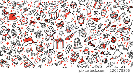 hand drawn doodle elements, Christmas.cartoon icon set 120378806