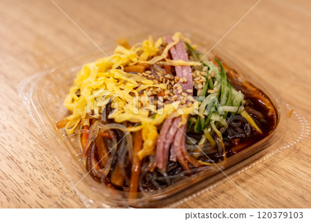 A very delicious bento box I bought at a Japanese supermarket 120379103