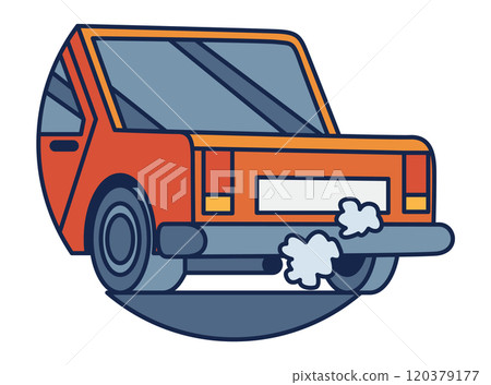 An Engaging and Stylized Retro Car Illustration Featuring Vibrant Smoke Emissions An Engaging and Stylized Retro Car Illustration Featuring Vibrant Smoke Emissions 120379177