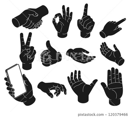 Hand symbol drawing doodle black color-插圖素材 [120379466] - PIXTA圖庫