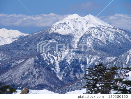 Oze and Hiuchigatake seen from Nikko Shirane in winter 120380160