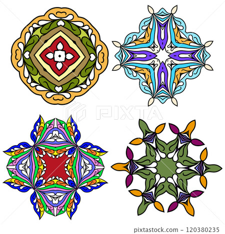 Vector vintage style  colorful ornament collection 120380235