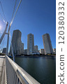 Tatsumi Sakurabashi Bridge and the tower apartment complex in Shinonome, Koto Ward 120380332