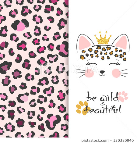 Little cute leopard head vector illustration with leopard print Little cute leopard head vector illustration with leopard print 120380940