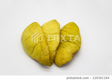 A dry peels from the fruit pomelo isolated in the white background 120381164