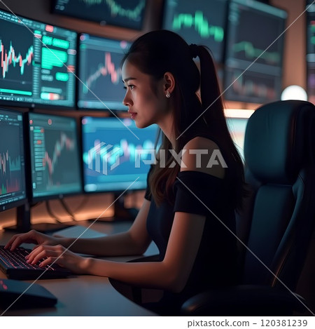 Traders working hard trading cryptocurrencies in the cryptocurrency trading room Traders working hard trading cryptocurrencies in the cryptocurrency trading room 120381239