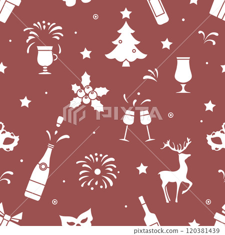 New year 2025 Christmas vector seamless pattern 120381439