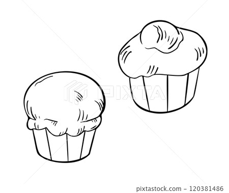 Fresh whole brioche French buns black white vector illustration. Milk bread roll hand drawn monochrome sketch. Butter bun, challah roll painted linear for design signage, wrapping paper, packaging. 120381486