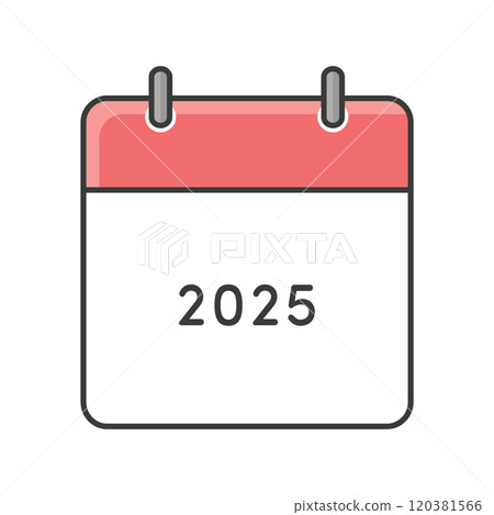 2025年的簡單日曆圖示-日曆插圖和年度規劃圖像素材 120381566