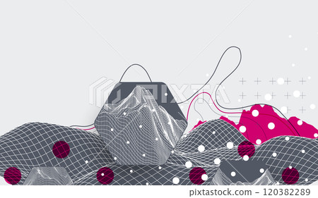 Abstract art background. Modern science or technology art elements. Surface illustration. Hand made vector. 120382289