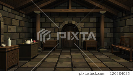 Secret room of the old castle 120384025