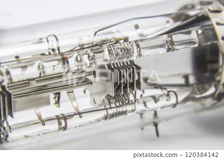 A part of oscilloscope tube is intended for registration of electrical processes of visual observations in various radio electronic devices for special purposes. A cathode ray tube 120384142