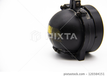 Aviation compass ki-13 isolated on white background. Antique old  compass KI-13. Bulls eye. 120384151