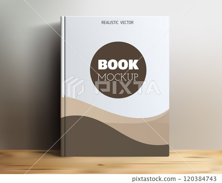 Realistic Book Mockup on Wooden Surface 120384743