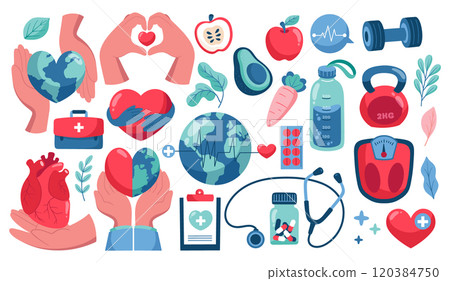 Colorful Health and Wellness Collage 120384750