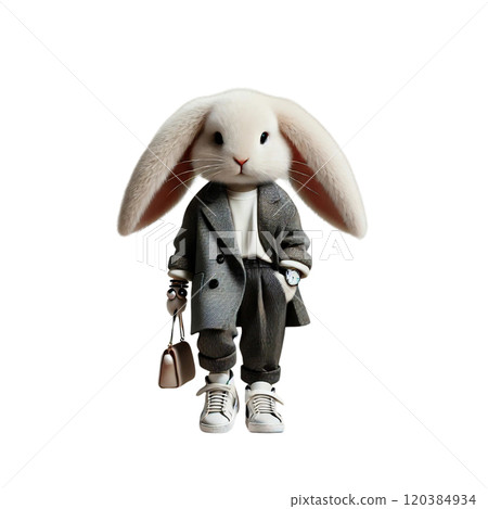 Loose-eared rabbit mascot Coordination Illustration Generative AI 120384934