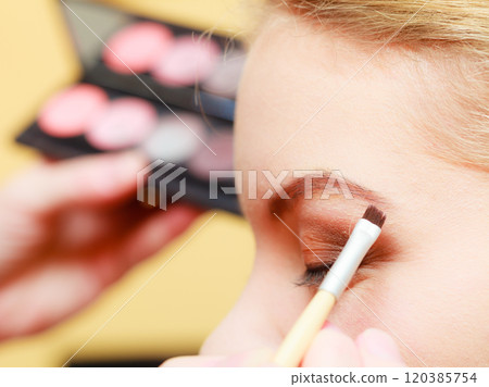 Close up woman getting make up, eyebrows 120385754