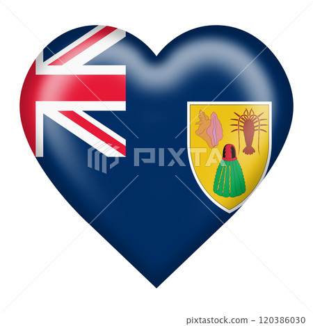 Turks and Caicos Islands flag heart button 120386030