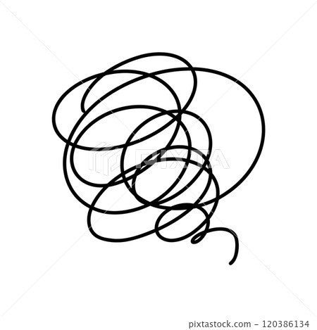 Moyamoya, worried, crumpled, round and round marks 120386134