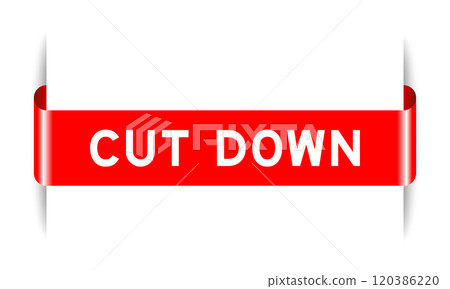Red color inserted label banner with word cut down on white background Red color inserted label banner with word cut down on white background 120386220