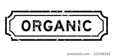 Grunge black organic word rubber seal stamp on white background 120386268