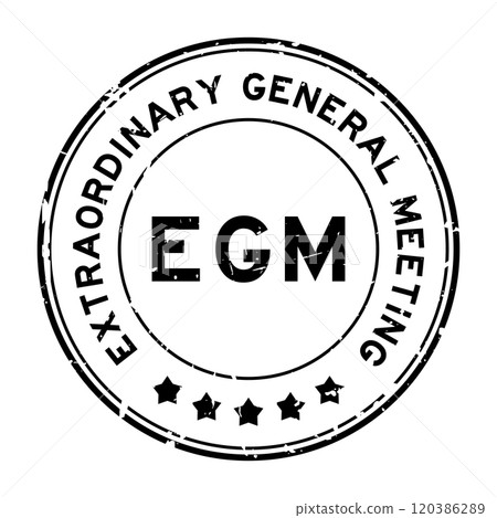 Grunge black EGM Extraordinary General Meeting word round rubber seal stamp on white background Grunge black EGM Extraordinary General Meeting word round rubber seal stamp on white background 120386289