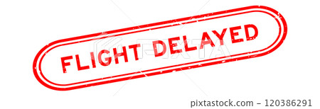 Grunge red flight delayed word rubber seal stamp on white background 120386291