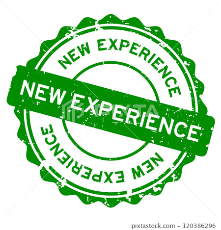 Grunge green new experience word round rubber seal stamp on white background 120386296