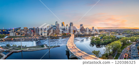 Minneapolis, Minnesota, USA Downtown Skyline at Dusk Minneapolis, Minnesota, USA Downtown Skyline at Dusk 120386325