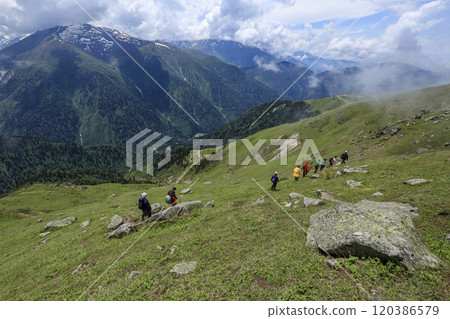 One of the most popular types of adventure travel is trekking. It is a long and vigorous hike, usually done on rural trails, mountains, plateaus or trails. 120386579