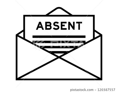 Envelope and letter sign with word absent as the headline 120387557