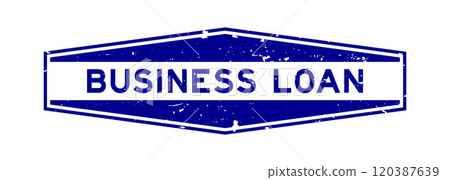 Grunge blue business loan word hexagon rubber seal stamp on white background 120387639