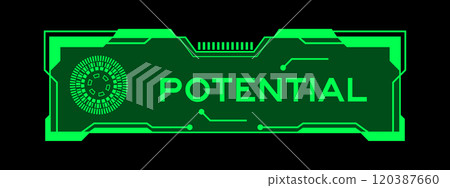 Green color of futuristic hud banner that have word potential on user interface screen on black background 120387660