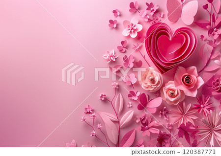Beautiful greeting card with bright holiday composition for happy and joy celebrate valentines day Beautiful greeting card with bright holiday composition for happy and joy celebrate valentines day 120387771