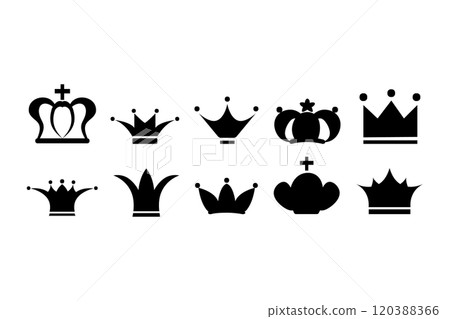 皇冠剪影黑色皇冠圖示集 皇冠剪影黑色皇冠圖示集 120388366