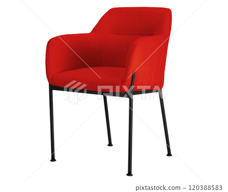 Red Upholstered Armchair with Black Legs 120388583