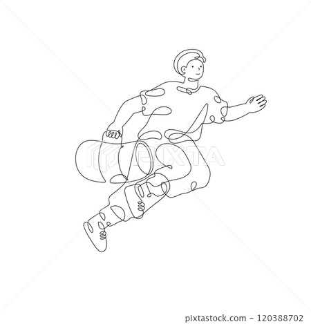 Running young man with bag isolated on white background 120388702